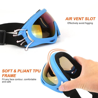 3-Pack: Winter Sports Goggles for Kids and Adults