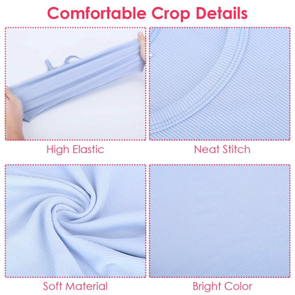 3-Pack: Women Crop Basic Tank Top Ribbed Knit Sleeveless