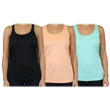 3-Pack: Women's Moisture Wicking Racerback Tank