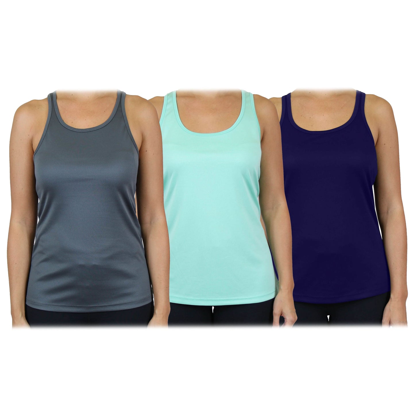 3-Pack: Women's Moisture Wicking Racerback Tank
