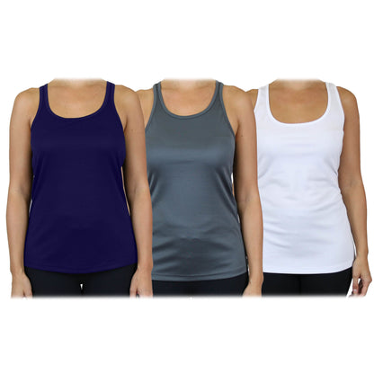 3-Pack: Women's Moisture Wicking Racerback Tank