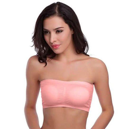 3-Pack: Women's Seamless Strapless Bandeau Crop Tube Top Bra Padded Bralettes