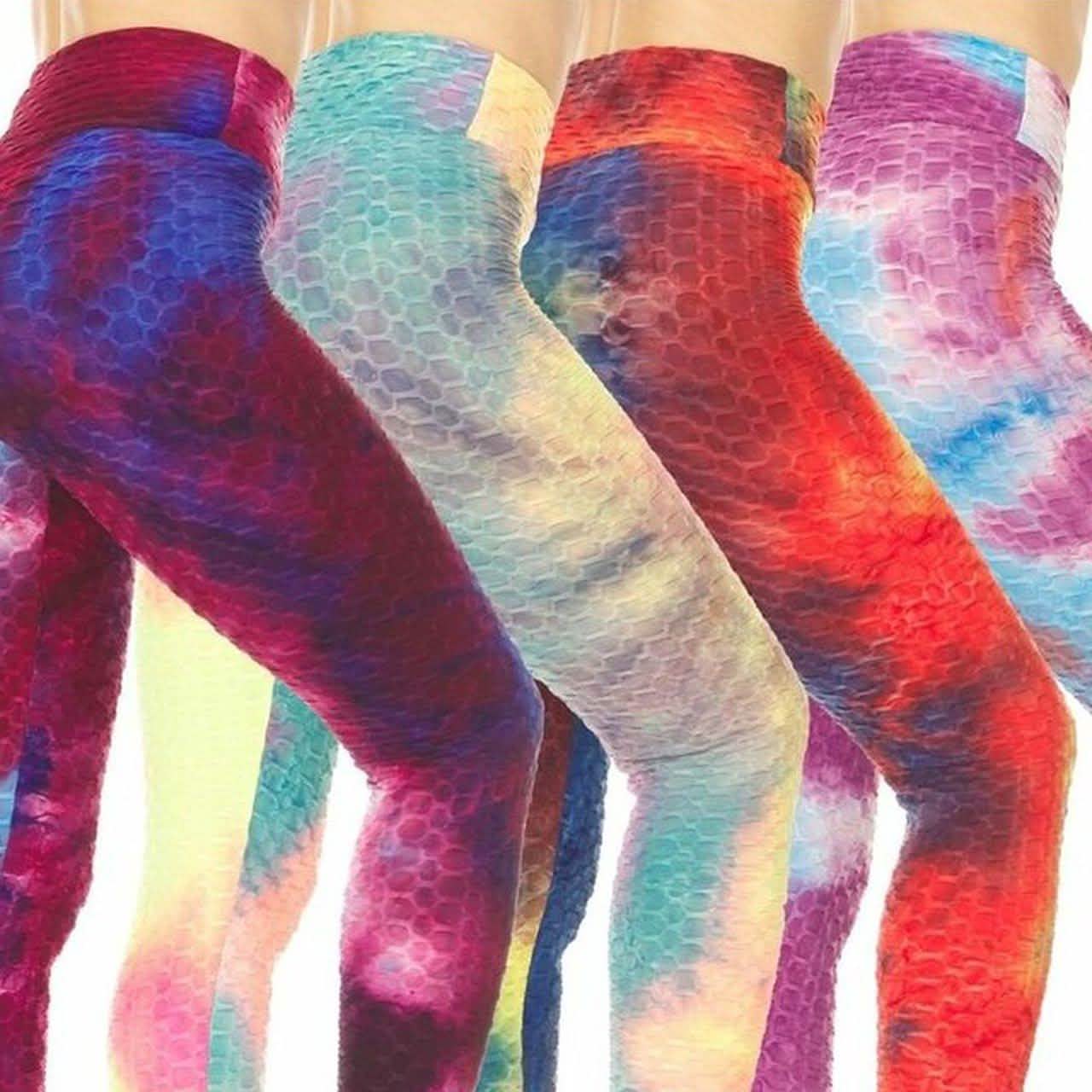 3-Pack: Women's Tie Dye Ruched High-Waist Leggings