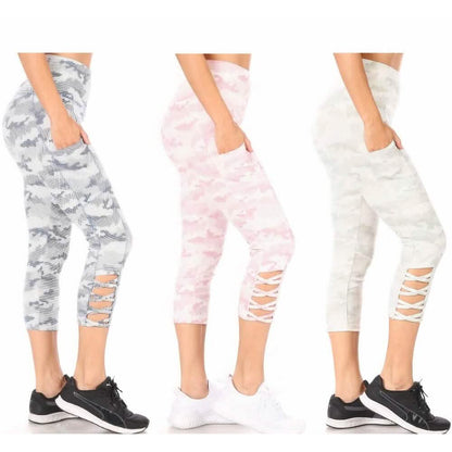 3-Pack: Women's Tummy Control Capri Leggings With Pockets