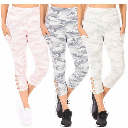 3-Pack: Women's Tummy Control Capri Leggings With Pockets