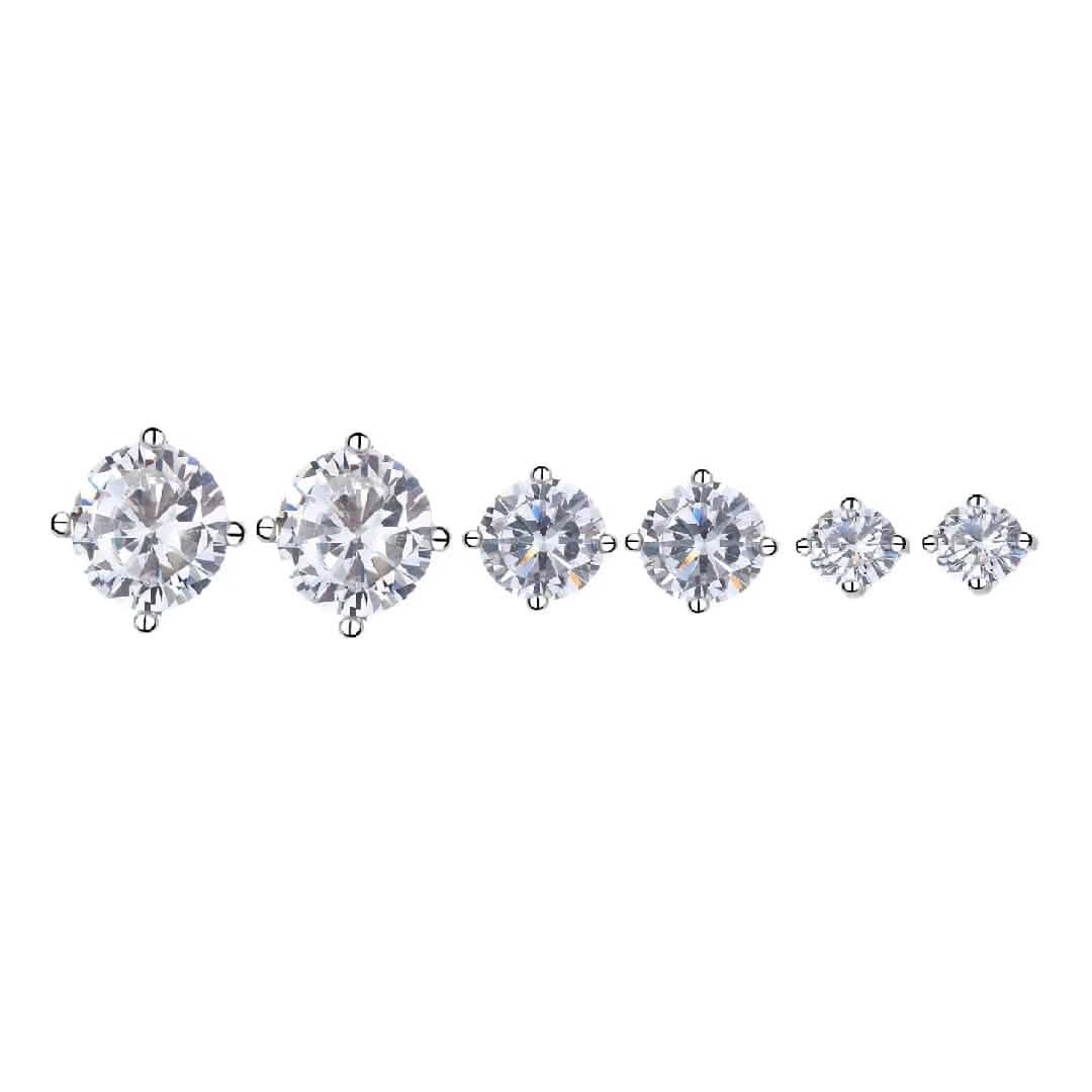 3-Pair Set: Sterling Silver Crystal Stud Earrings