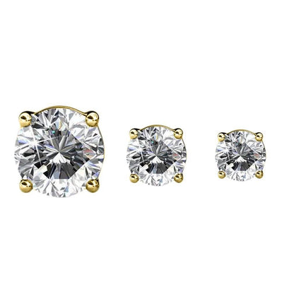 3-Pairs: Elements of Love Crystal Stud Earrings