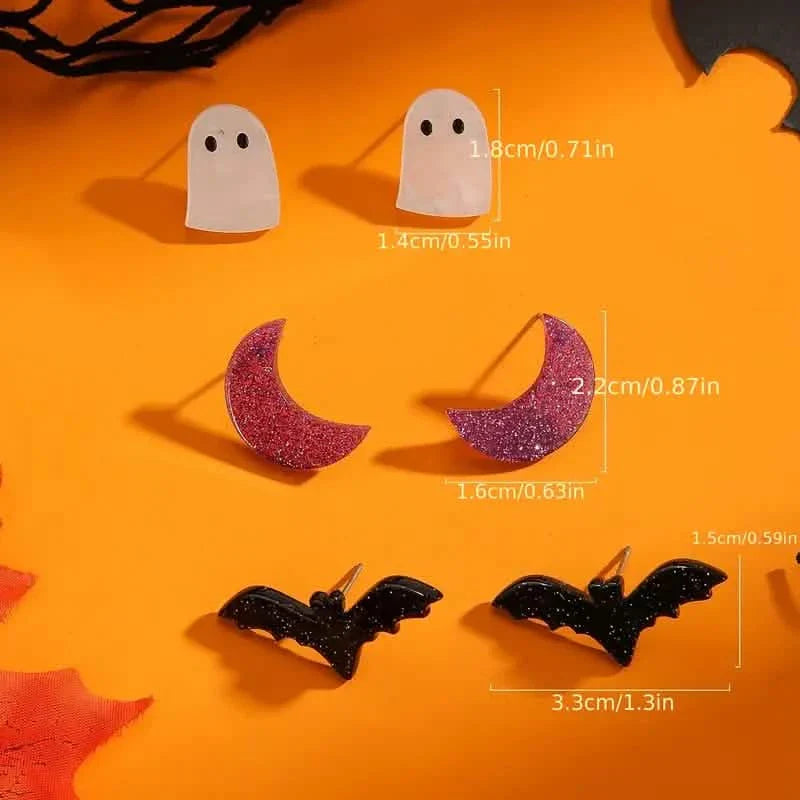 3-Pairs: Retro Halloween Earrings