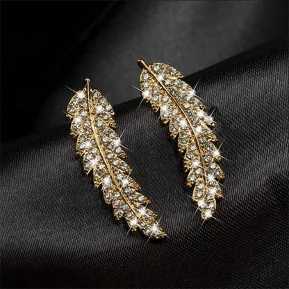 3-Pairs: Zircon Gold and Silver Leaf Stud Earrings