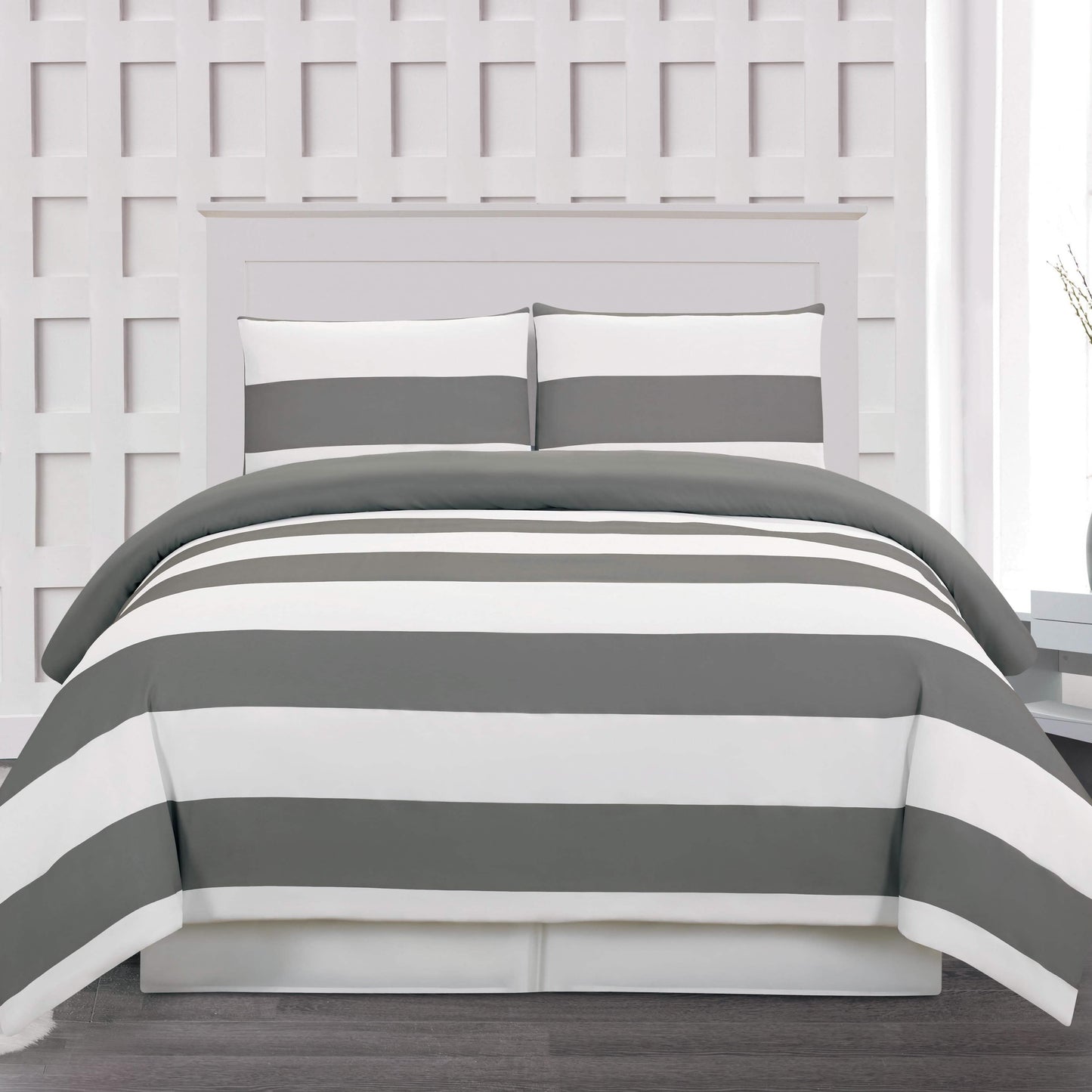 3-Piece: Cabana Stripe Reversible Hypoallergenic Duvet Set