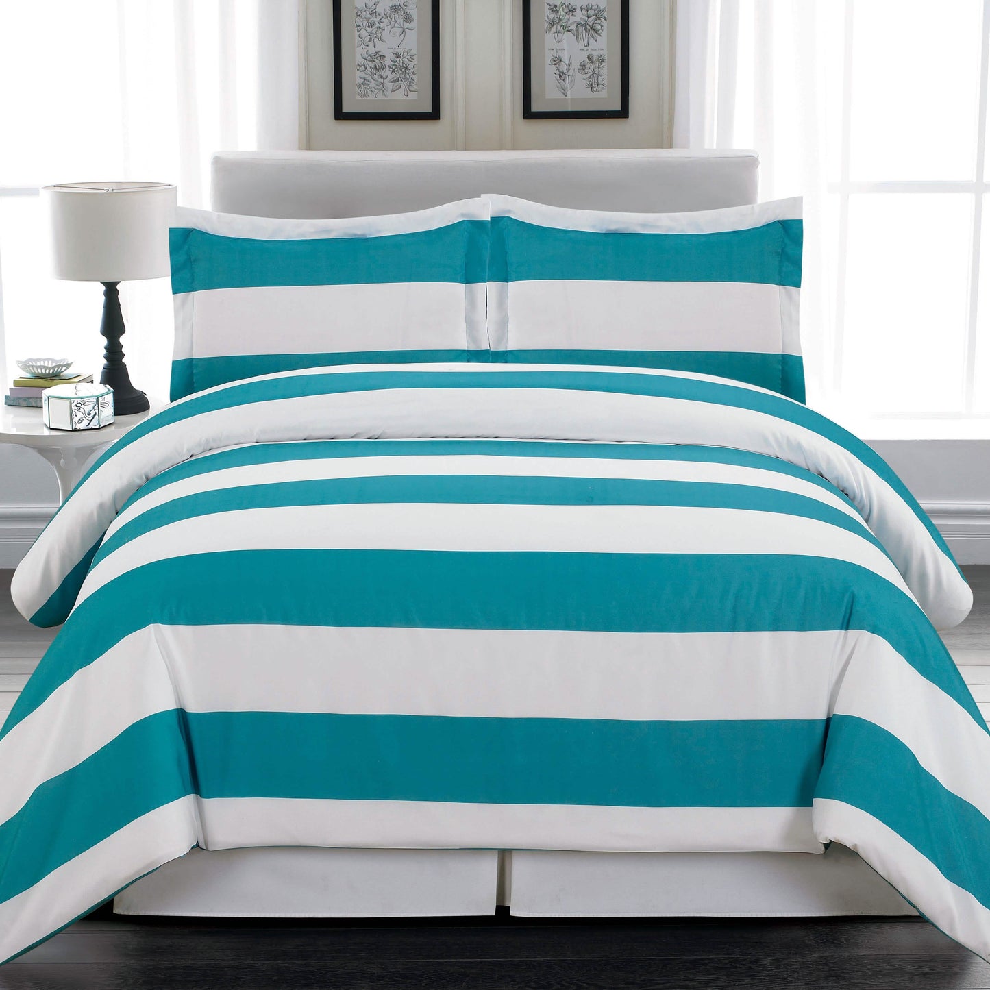 3-Piece: Cabana Stripe Reversible Hypoallergenic Duvet Set