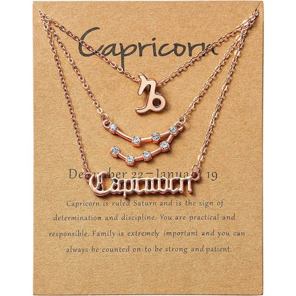 3-Piece: Constellation Zodiac Layer Necklaces
