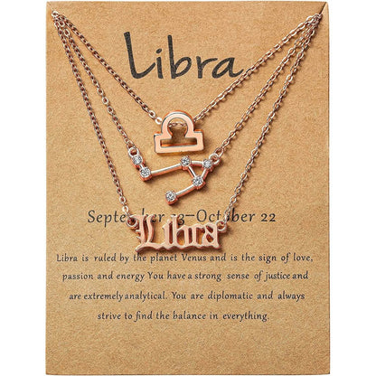 3-Piece: Constellation Zodiac Layer Necklaces
