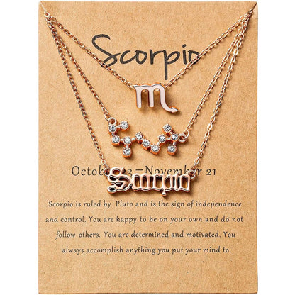 3-Piece: Constellation Zodiac Layer Necklaces