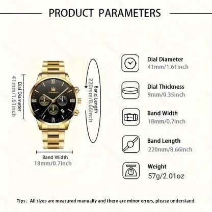 3-Piece: Elegant Men's Quartz Watch Plus Bracelet and Necklace Set