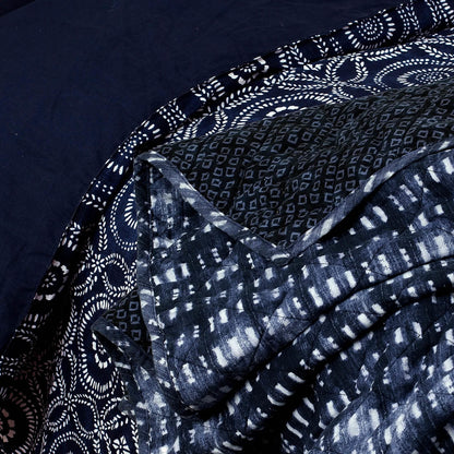 3-Piece: Global Indigo Mudcloth Cotton Quilt Set