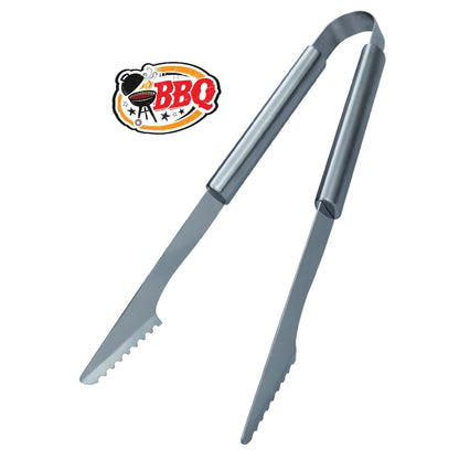 3-Piece: Heavy-Duty BBQ Grilling Stainless Steel Spatula Fork and Tongs