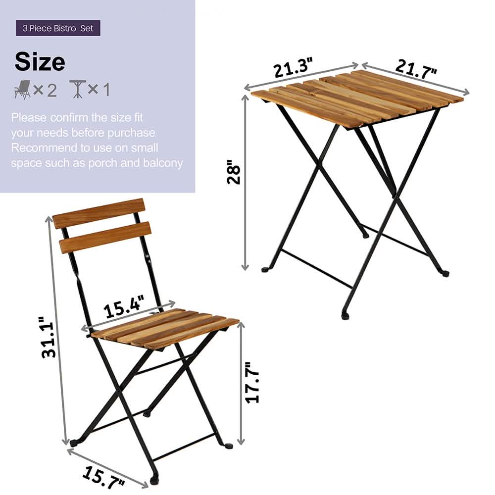 3-Piece: Patio Dining Table Chairs Set