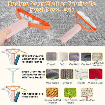 3-Piece: Portable Reusable Double Side Lint Remover