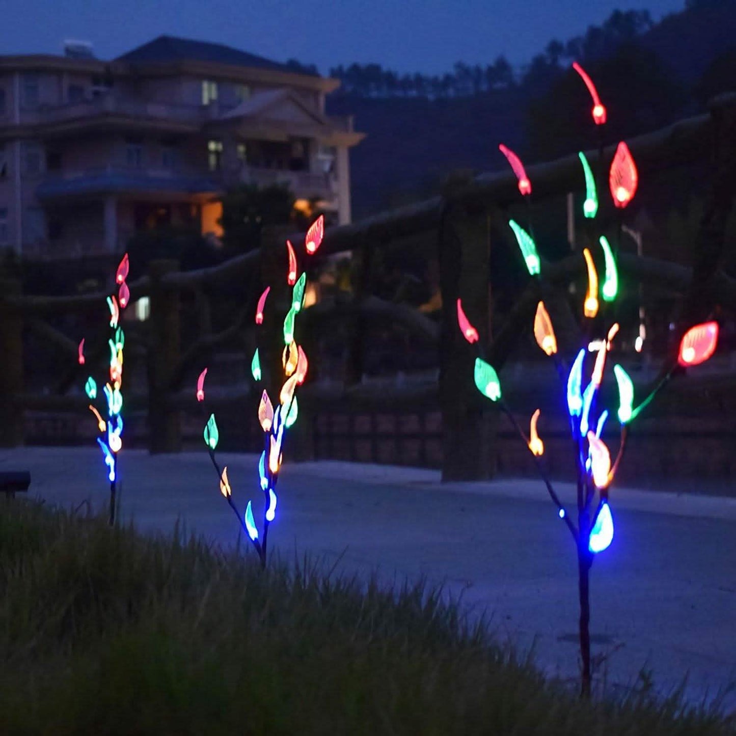 3-Piece Set: 60 LED Solar Garden Lights Tree Branch Leaf Shape Lamp