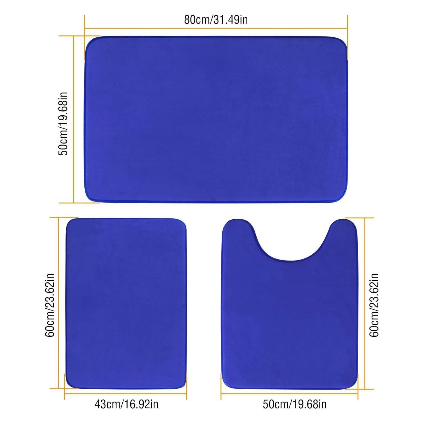 3-Piece Set: Bathroom Rug Set Plush Velvet Bath Carpet