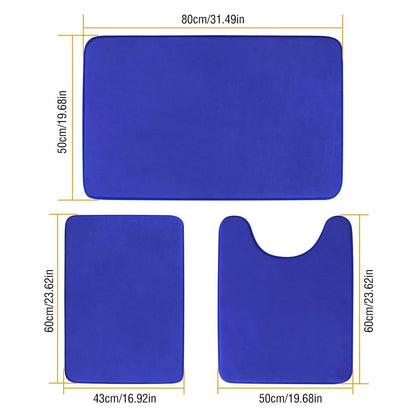 3-Piece Set: Bathroom Rug Set Plush Velvet Bath Carpet