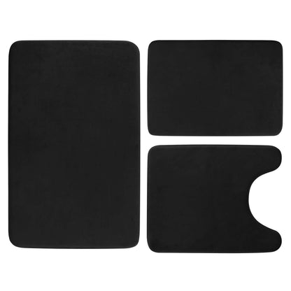 3-Piece Set: Bathroom Rug Set Plush Velvet Bath Carpet