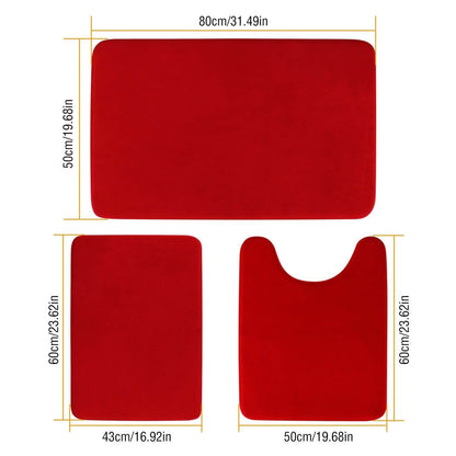 3-Piece Set: Bathroom Rug Set Plush Velvet Bath Carpet
