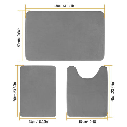 3-Piece Set: Bathroom Rug Set Plush Velvet Bath Carpet