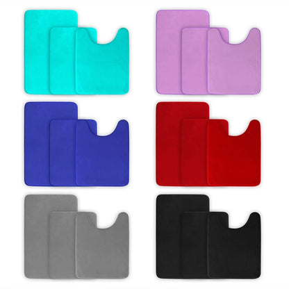 3-Piece Set: Bathroom Rug Set Plush Velvet Bath Carpet