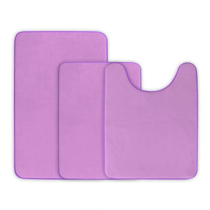 3-Piece Set: Bathroom Rug Set Plush Velvet Bath Carpet