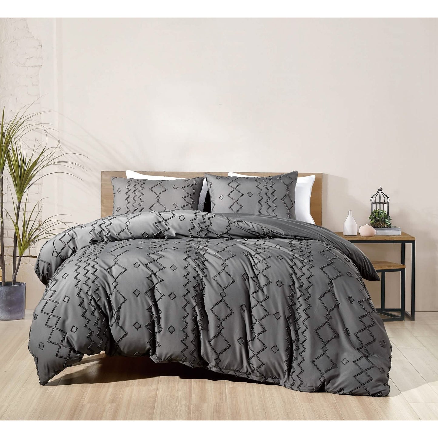 3-Piece Set: Bibb Home Tufted Clipped Duvet Cover