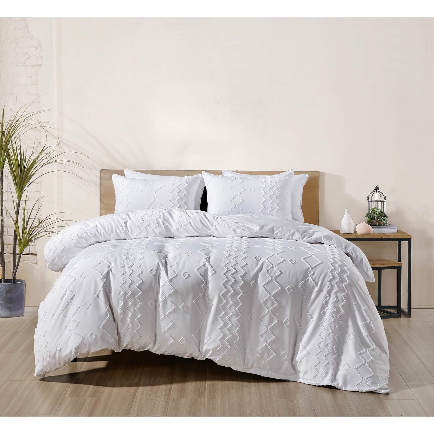 3-Piece Set: Bibb Home Tufted Clipped Duvet Cover