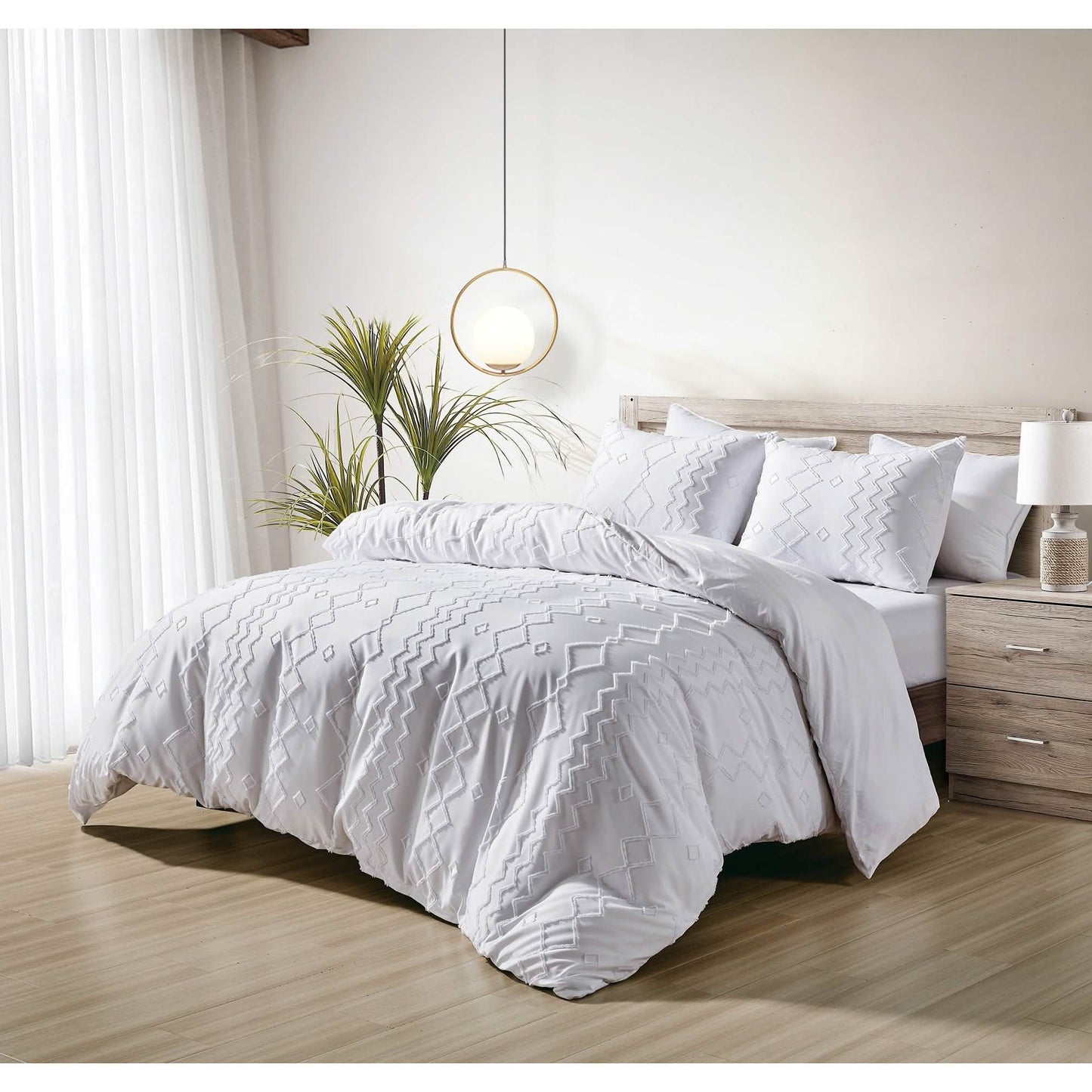 3-Piece Set: Bibb Home Tufted Clipped Duvet Cover