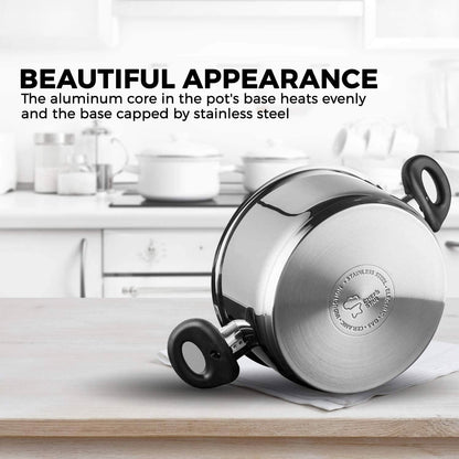 3-Piece Set: Chef's Star Stainless Steel Cookware 2 Quart Steamer Basket Set