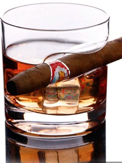 3-Piece Set: Cigar-Holding Whiskey Glasses with Cigar Cutter
