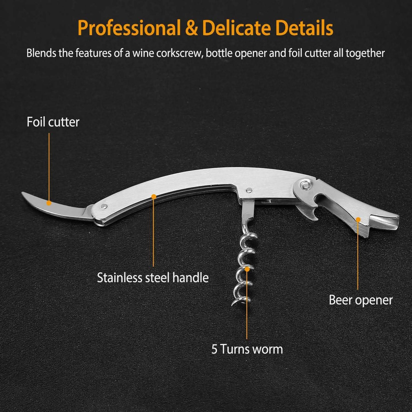 3-Piece Set: Corkscrew Bottle Opener Set