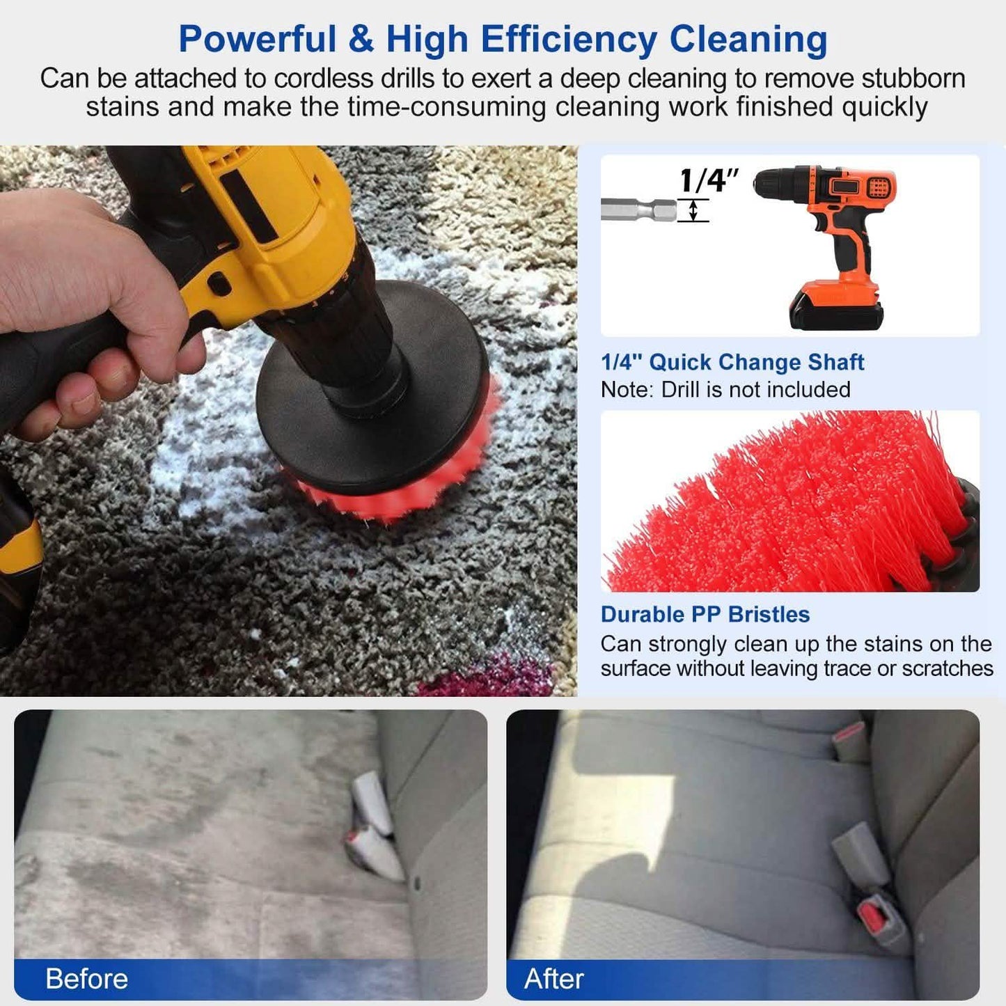 3-Piece Set: Drill Brush Power Scrubber