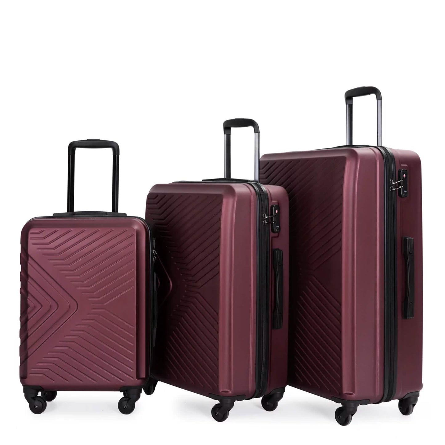 3-Piece Set: Hardshell Lightweight Suitcase with TSA Lock Spinner Wheels