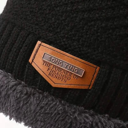 3-Piece Set: Infinity Scarf Autumn Winter, Thickened Warm Knit Beanie and Touchscreen Gloves Neck Gaiter