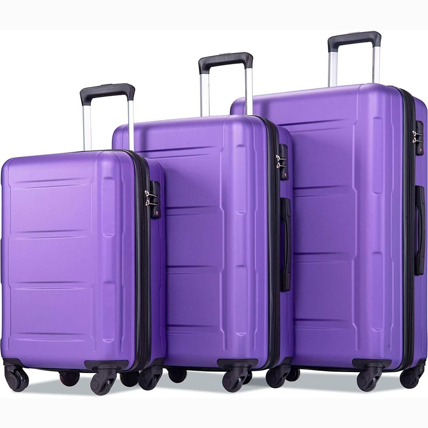 3-Piece Set: Lightweight Hard Luggage with Swivel Wheels and TSA Lock