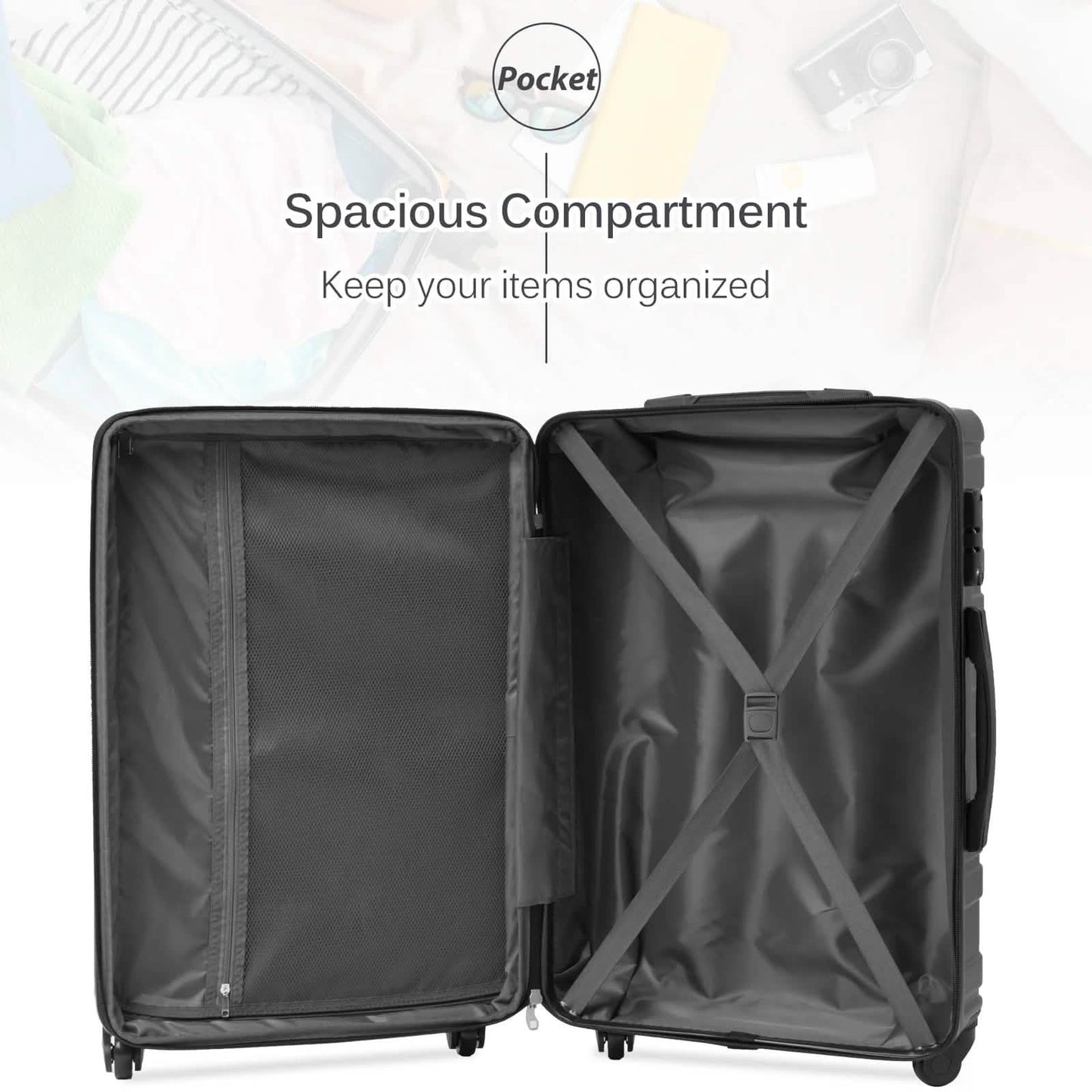 3-Piece Set: Luggage Set Hardside Spinner Suitcase With TSA Lock