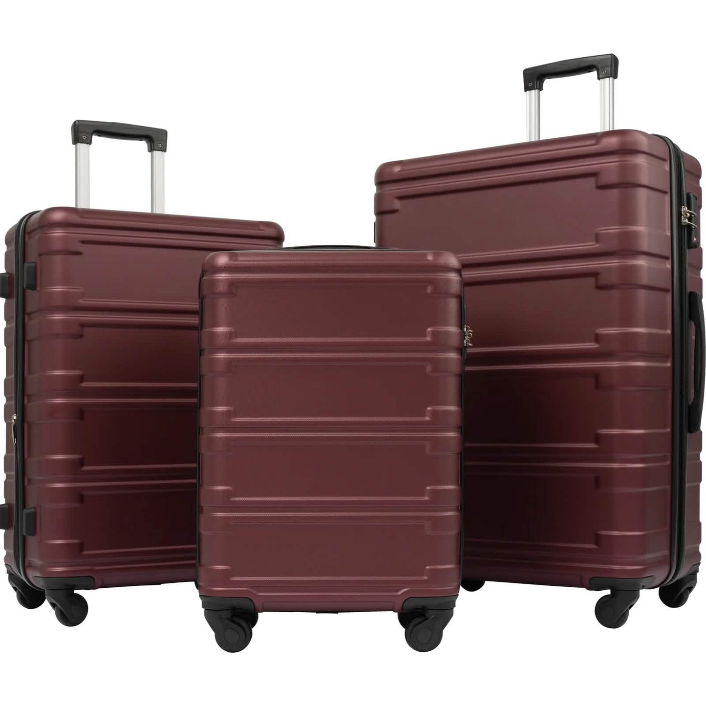 3-Piece Set: Luggage Set Hardside Spinner Suitcase With TSA Lock