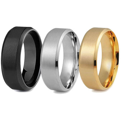3-Piece Set: Men's Stainless Steel Comfort Fit Wedding Band Ring