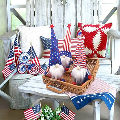 3-Piece Set: Patriotic Gnome Plush Standing Statues