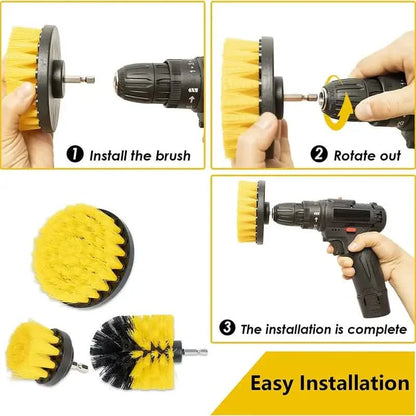 3-Piece Set: Power Scrubber Wash Cleaning Brushes Tool Kit