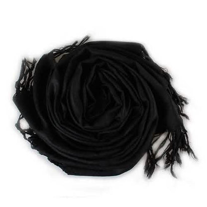 3-Piece Set: Pure Color Tassel Artificial Cashmere Shawl Soft Wrap
