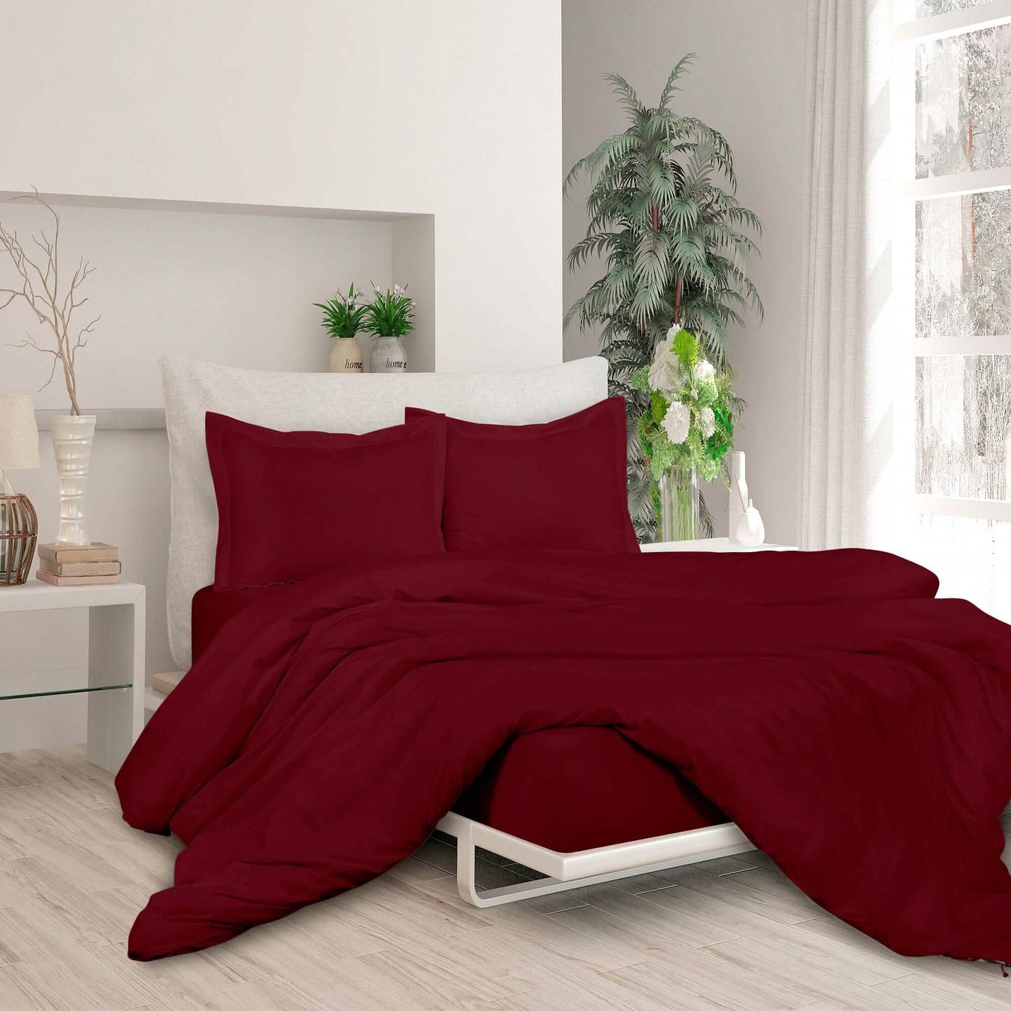 3-Piece Set: Royale Double Brushed Duvet Covers Set With Button Closure & Corner Ties