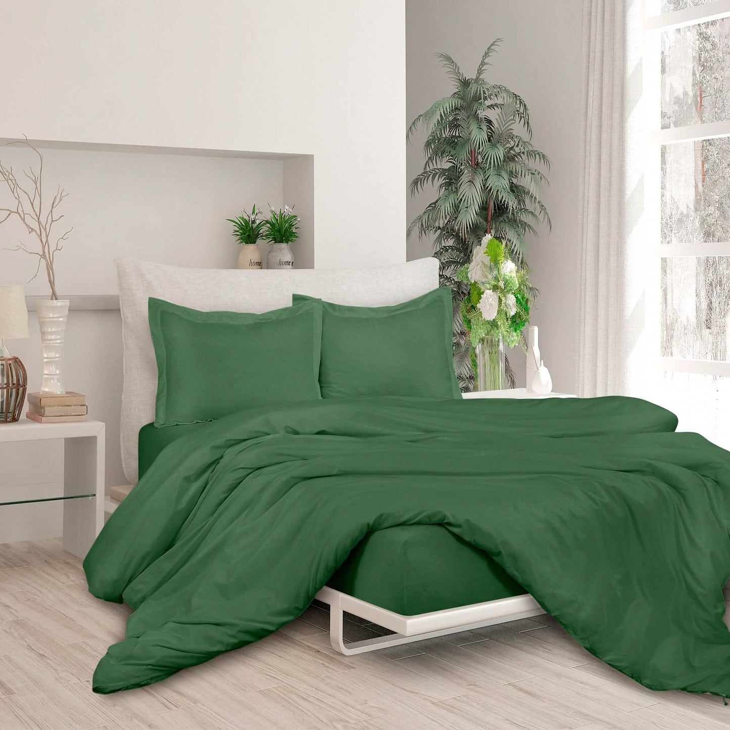 3-Piece Set: Royale Double Brushed Duvet Covers Set With Button Closure & Corner Ties