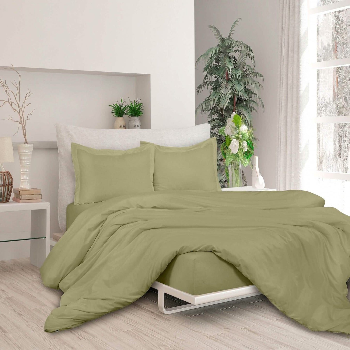 3-Piece Set: Royale Double Brushed Duvet Covers Set With Button Closure & Corner Ties